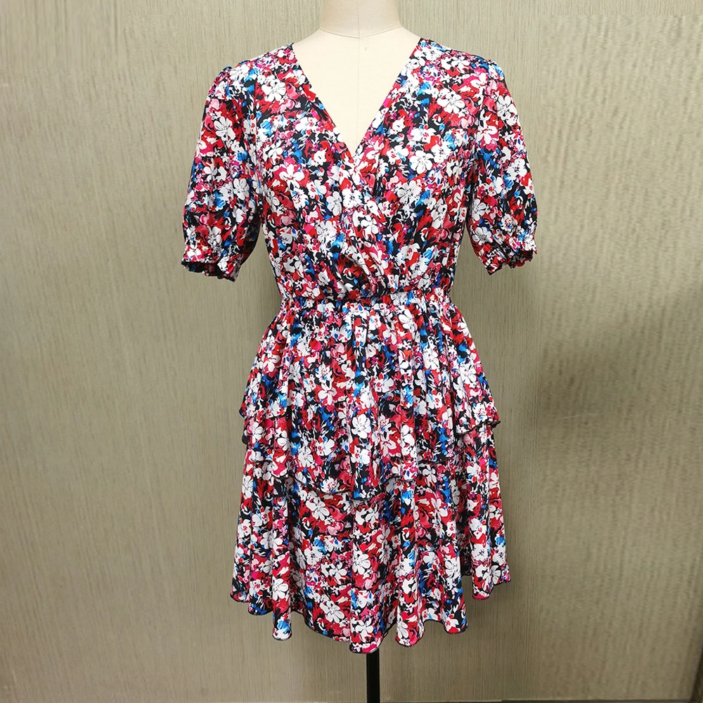 Womens Clothing 2021 Summer Wears Ruffled Floral Print Fashion Dresses