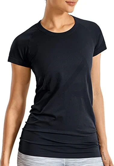 Women Short Sleeve Quick Dry Breathable Gym Athletic Tops Sports Tees