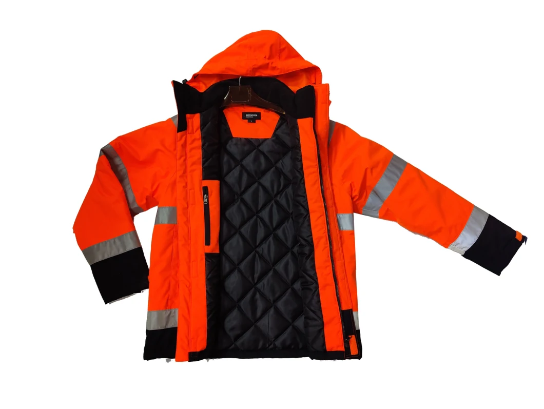 Top Quality Winter Hi Vis Reflective Work Safety Jacket Coat with Adjustable Hood