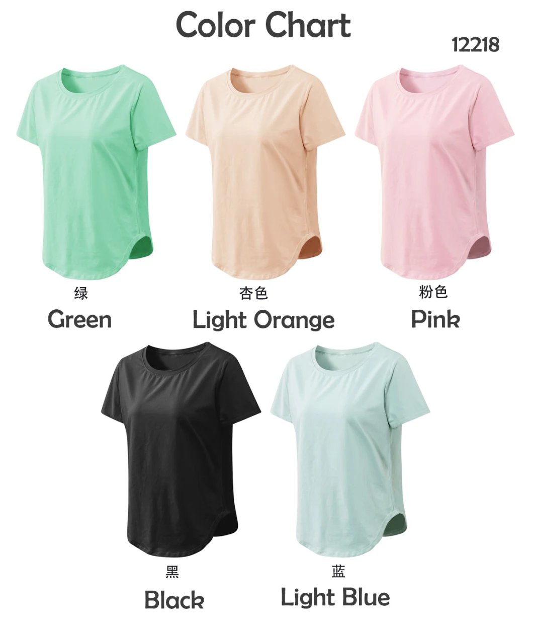 Ladies Loose Workout Casual Shirts Yoga Tops Activewear Crew-Neck Women Sports Short Sleeve Tees