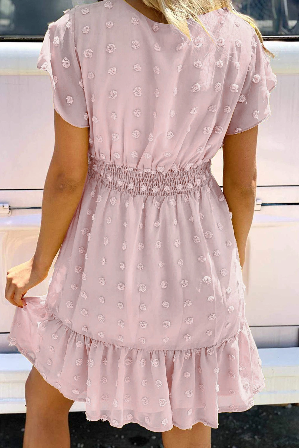 New Fashion Polka DOT Women Dress Short Ruffle Sleeve Ruffle Dress V-Neck Mini Sweet Casual Dress for Summer Sundress