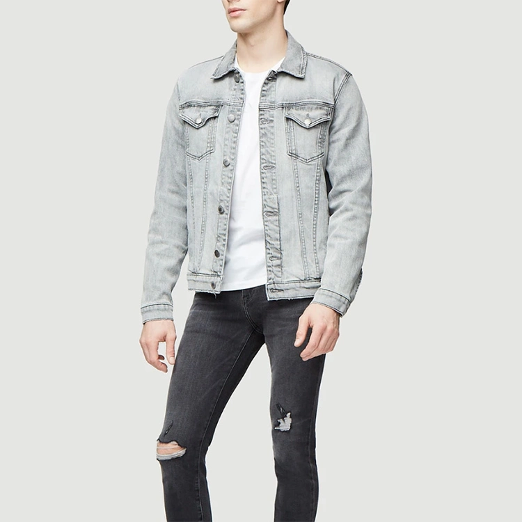 Fashion Slim Fit Grey Men′s Jeans Jackets Denim Coats