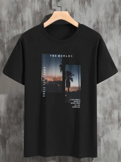 Herren Kurzarm-T-Shirt mit Kürbis-Grafikdruck und Rundhalsausschnitt