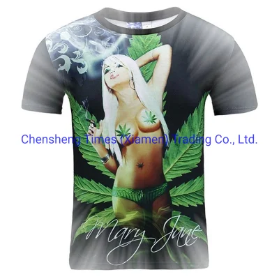 Frauen/Männer weibliche T-Shirt Plus Größe 3D Liebhaber Kurzarm Druck Unkraut grüne Blätter coole Sommer Tops T-Shirt