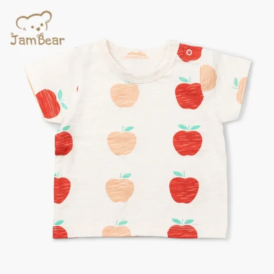 Jambear Bio-Baumwolle T-Shirt Sommer Baby Kinder Baumwolle T-Shirts Kinder Tops Kurzarm Slub Jersey Bedrucktes T-Shirt