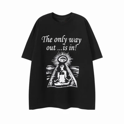 Jungen-Grafikdruck „The Only Way out Is in T-Shirts“ mit kurzen Ärmeln