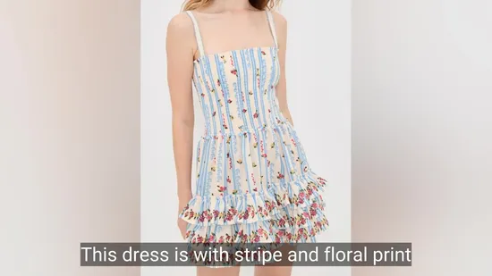 Damen-Minikleid mit Blumendruck und Rüschen