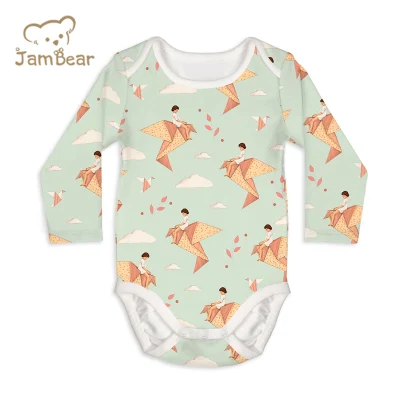 Jambear Langarm-Body mit Knöpfen, Bio-Babykleidung, Baby-Body, Strampler, Bio-Baumwolle, Neugeborenen-Einteiler